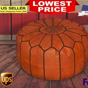 Pouf Available in more COLORS Leather Pouffe Ottoman Footstool Cover Chair Hand